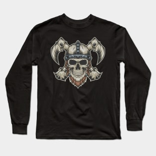 Vintage Vikings Skull Art Long Sleeve T-Shirt